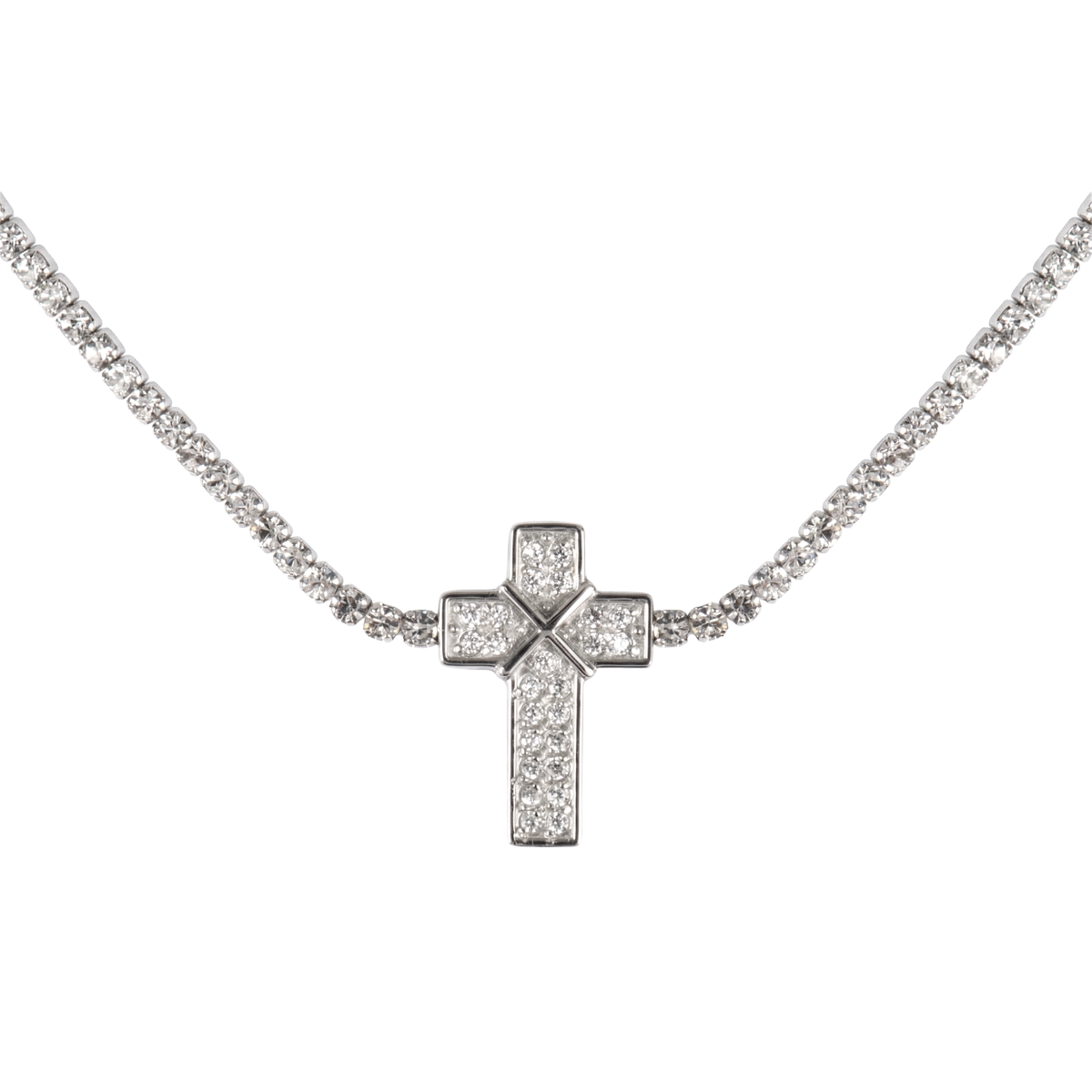 Jacques Lemans Halskette Edelstahl Kreuz mit Zirkonia
