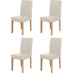 4er-Set Esszimmerstuhl Stuhl Küchenstuhl Littau ~ Leder, weiß helle Beine