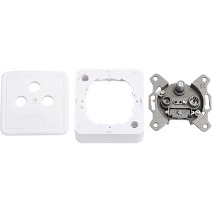 LogiLink Antennendose CA1003, 3 dB, für SAT, TV und Radio, 3-Loch, Unterputz, mit weißem Gehäuse, Durchgangsdose