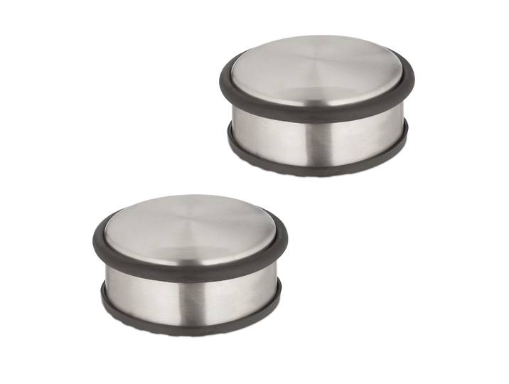 Edelstahl Türstopper 2er-Set 10,5 x 4,5 cm Silber-Schwarz