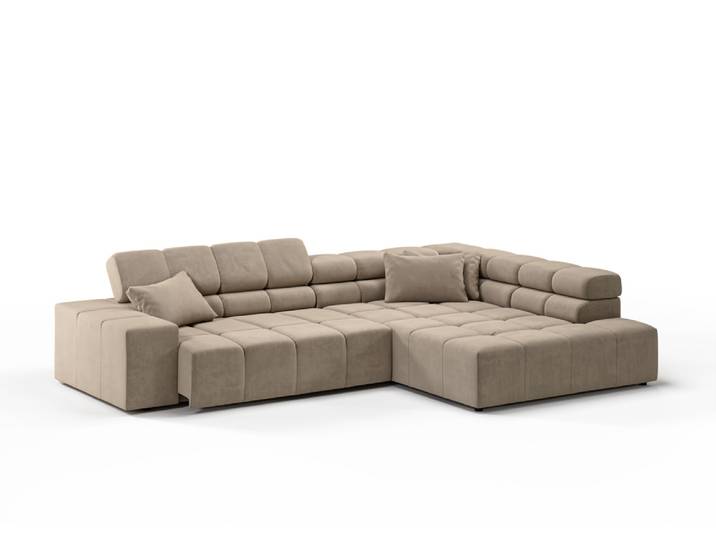 Candy Oregon Velvet Ecksofa motorische Sitztiefenverstellung