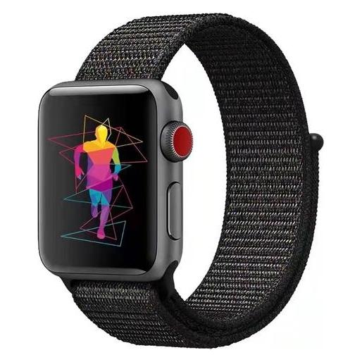 Wave nailonranneke, Apple Watch / /, musta (42 mm, 44 mm, 45 mm, 46 mm, 49 mm, Nylon) (WAVE-NB-AW-4244-BK)