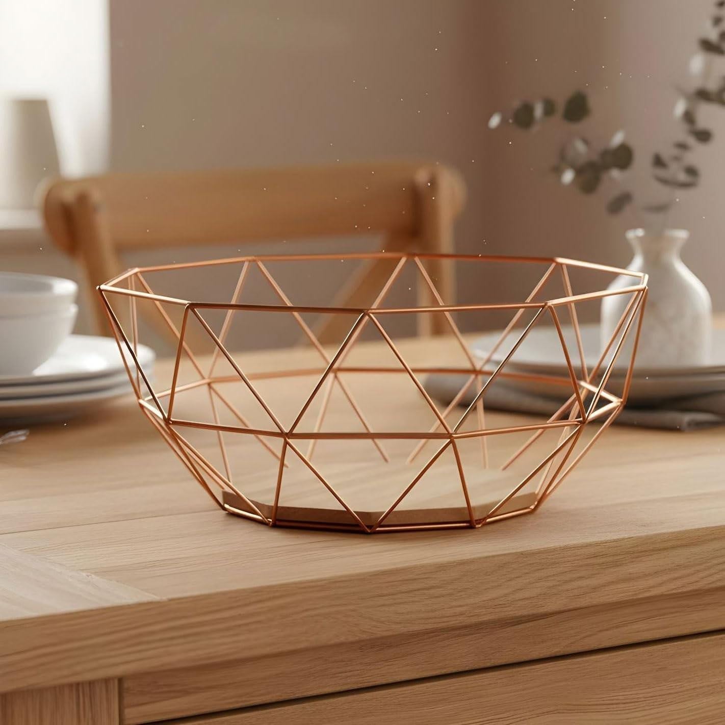 Decoratieve koperkleurige metalen mand voor tafeldecoratie, 26 x 12 cm
