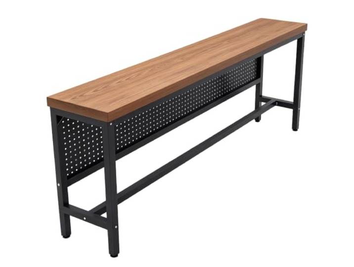 Cave Board Barthekentisch,Bartisch aus massivem Holz,Bistro,Restaurant Tischplatte aus massivem Holz,Metallrahmen/Fußstütze/Stützbeine, keine Hocker,schmaler langer Esstisch(200cm)