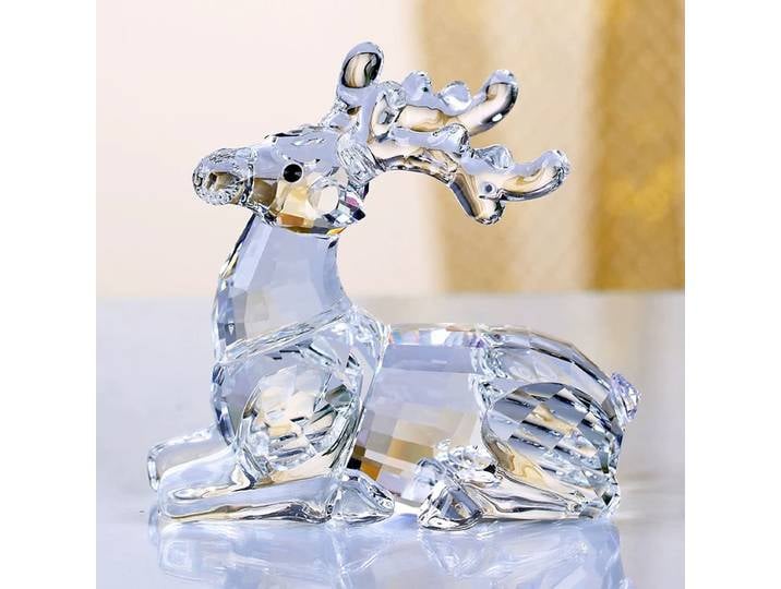 Ornement de cerf en cristal, œuvres d'art en cristal de luxe, Sculpture de modèle de cerf, décor de pièce nordique, décoration de bureau artisanale, cadeaux artistiques