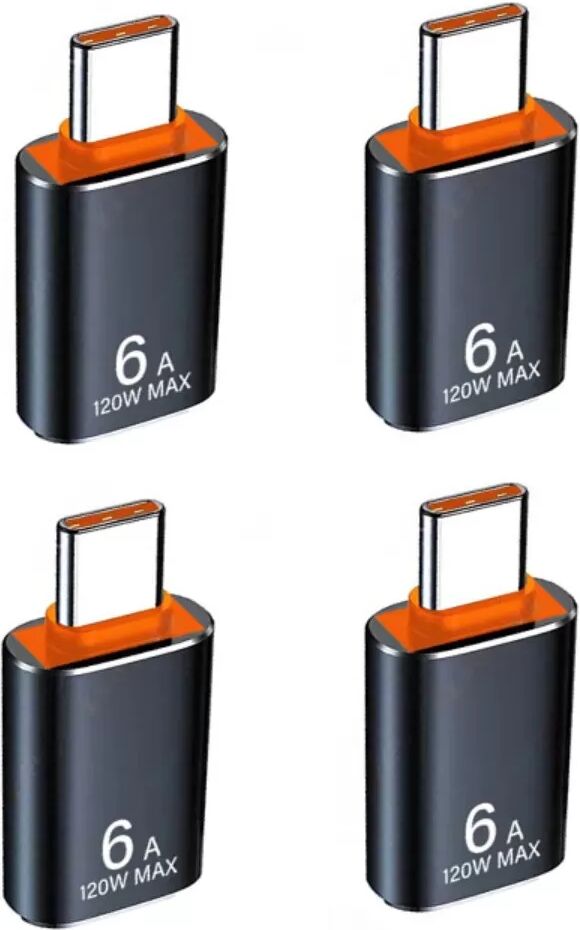 INF Type-C zu USB 3.1 OTG-Adapter 6A 4er-Pack, Aluminiumlegierung, Hochgeschwindigkeits-Datenübertragung & Schnellladen, Schwarz