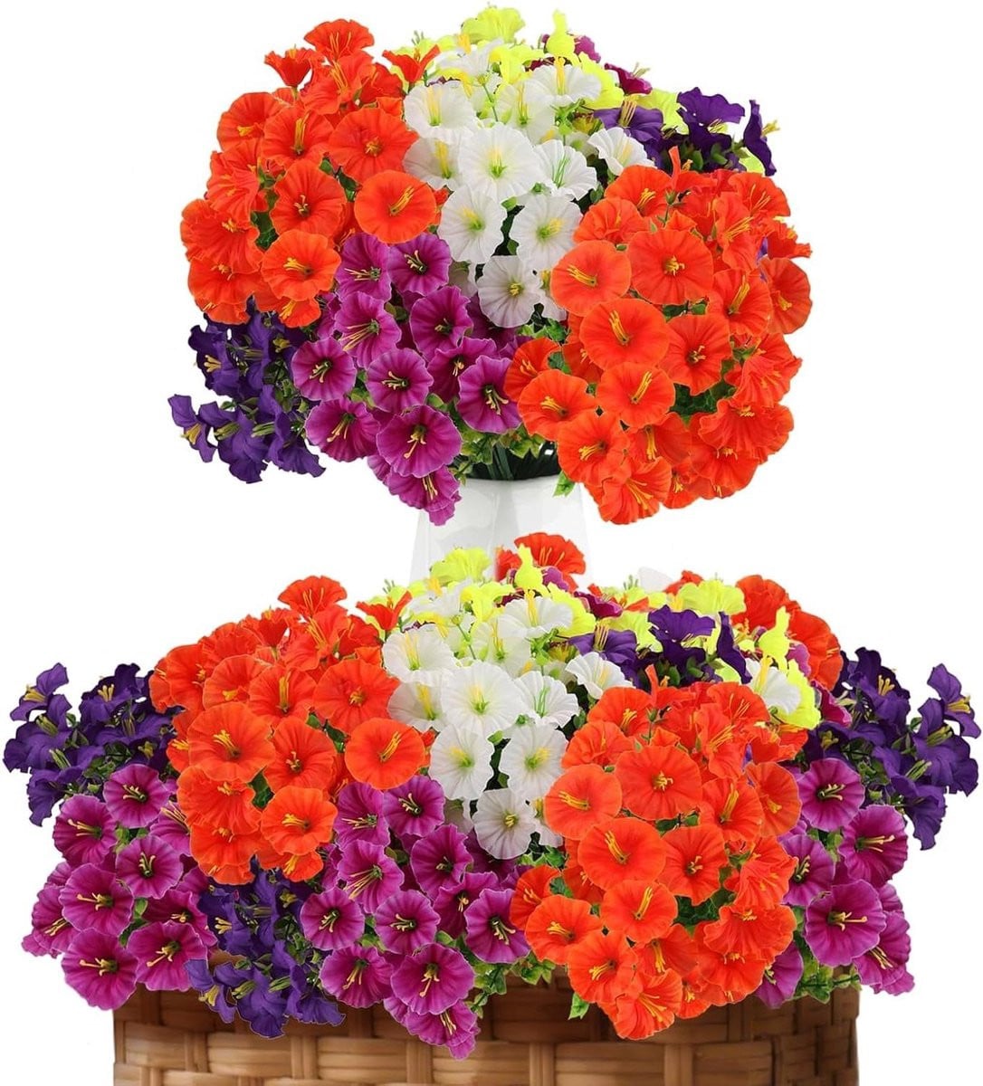 Set van 10 weerbestendige kunstbloemen bundels voor buiten decoratie in multicolor