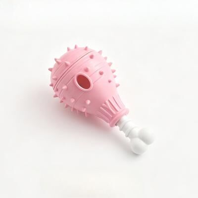 Market Central Chicken Leg Treat Dispensing Toy Durable Interactive Dog Chew Toy For Dental Cleaning pink