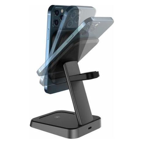 Swissten Magstick wireless charger 3in1 22,5W (magsafe compatible) black (22.50 W) (22055508)