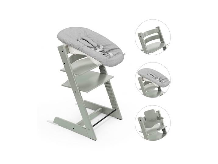 Stokke Hochstuhl-Set, Salbeigrün, Holz, Buche, 87x65x46 cm, Fussstütze verstellbar, Sitzfläche verstellbar, höhenverstellbar, Bezug abnehmbar, Bezug waschbar, Baby- und Kindermöbel, Babyzimmer, Hochstuhl