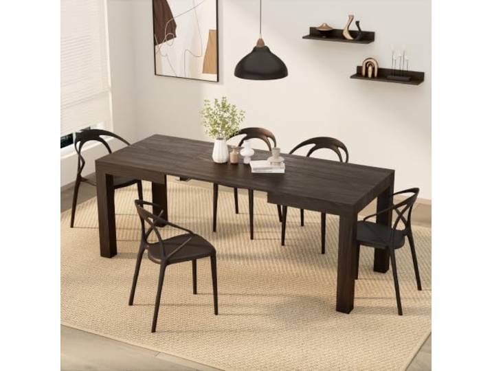 MOBILI FIVER, First ausziehbarer Tisch First, 120(200) x80 cm, Nussbaum, Dunkel, Made In Italy