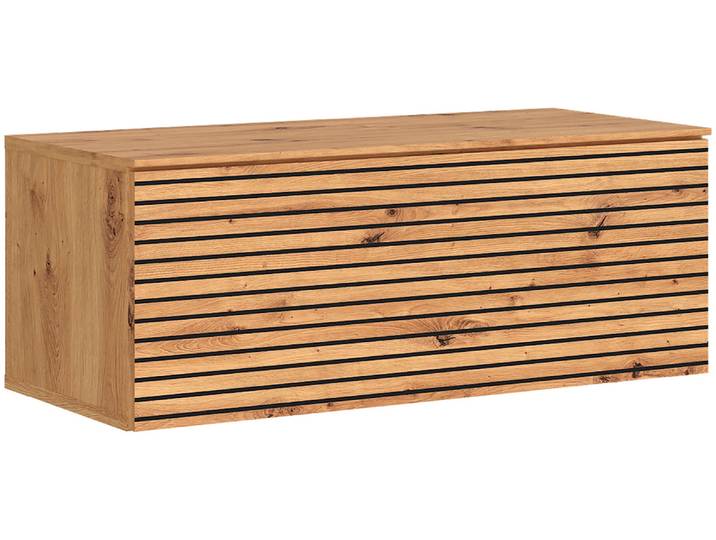 Lowboard GOODPRODUCT kompakt, mit überraschend viel Stauraum, 1 Klappe , braun (eiche, eiche), B:80cm H:37,6cm T:35cm, Holzwerkstoff, Melamin, Sideboards, Lowboard, hängend oder stehend, grifflos, modern, Breite 80cm