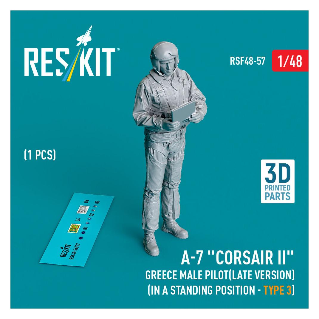 ResKit A-7 Corsair II Greece male pilot (in a standing position - type 3) (1 pcs) (3D Printed) (RSF48-0057)