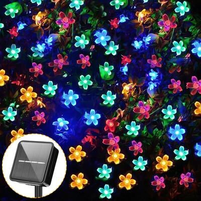 Uplift Essentials Solar Cherry Blossom Waterproof String Lights colorful Light