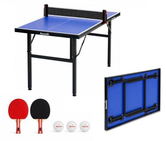 Mini-Tischtennis-Set DYNAMIC - Klappbarer Tisch + ausziehbarer Netz + 2 Schläger + 3 Bälle