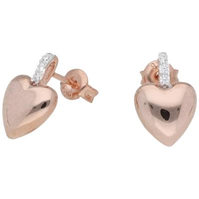 Paar Ohrstecker SMART JEWEL "Herz mit Zirkonia, rosé vergoldet, Silber 925", rosa (rosé vergoldet), Ohrringe, Damen