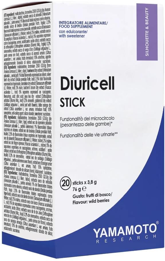 YAMAMOTO SpA Diuricell Stick Drenante Frutti di Bosco, 20 Bustine