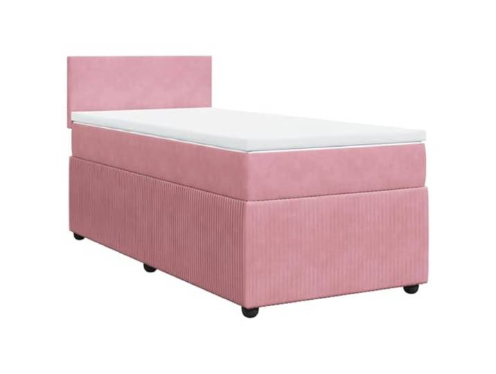 PUGYNBK Boxspringbett, Samt, Rosa, 90 x 200 cm Taschenfederkernmatratze, Lattenrost, abnehmbarer waschbarer Bezug, atmungsaktive Unterstützung