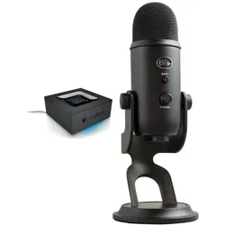 Morele Adapter bluetooth Logitech Audio minijack 3,5mm (980-000912) + Yeti USB Blackout (988-000229) (Sender & Empfänger), Bluetooth Adapter, Schwarz