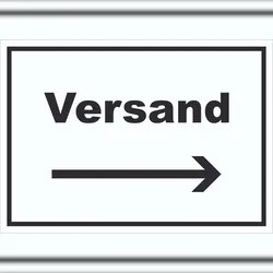 HB-Druck Versand Schild mit Text und Richtungspfeil rechts Lieferung shipping waagerecht A4 (210x297mm)