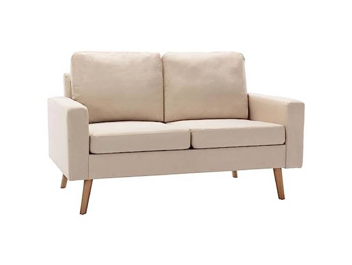 vidaXL Sofa 2-Sitzer Zweisitzer Loungesofa Stoffsofa Polstersofa Sitzmöbel Polstermöbel Designsofa Wohnzimmersofa Creme Stoff Holzrahmen