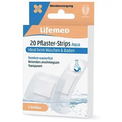 Lifemed Pflaster-Strips transparent "Aqua" 2 Größen 120 Packungen à 20 Stück = 2400 Stück