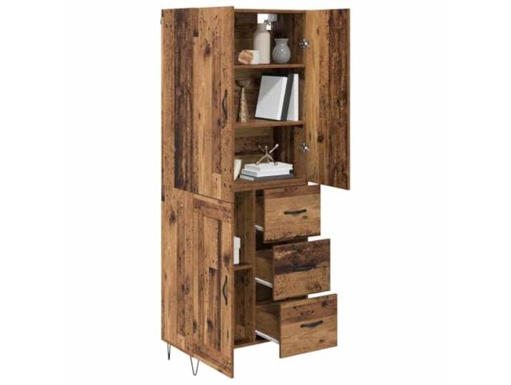 KTHLBRH Anrichte aus altem Holz, 69,5 x 34 x 180 cm, 3 Schubladen Mehrschichtholz, 60 kg Tragkraft, Metallgriffe, modernes Design, Esszimmer