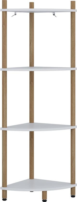 Vicco Bivio Hoekrek Wit/dennenhout met 4 opbergvakken, 29 x 102.5 cm