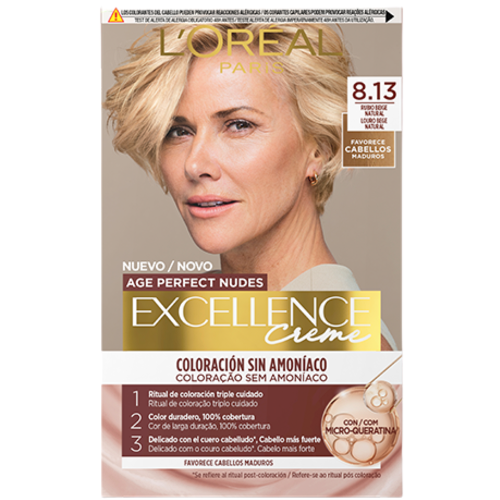 L'Oréal Paris Excellence Age Perfect Color de pelo «Nudes» 1&nbsp;un. 8.13 Natural Beige Blonde