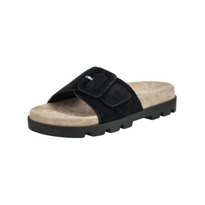Pantolette ROHDE "Rohde Pantoletten Veloursleder", Damen, Gr. 37, schwarz, Veloursleder, Schuhe Pantolette