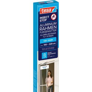 Tesa Fliegengitter Insect Stop Aluminium Tür, für Türen, mit Rahmen, weiß, 100 x 220 cm