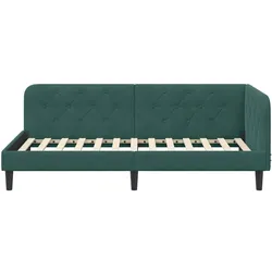 vidaXL Eckbettgestell Dunkelgrün 100 x 200 cm Samt