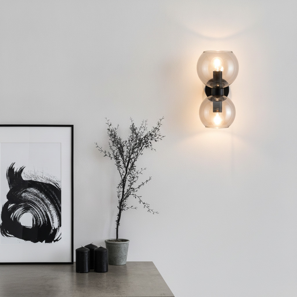 Lyora Wandlamp Palmer zwart met smoke glas