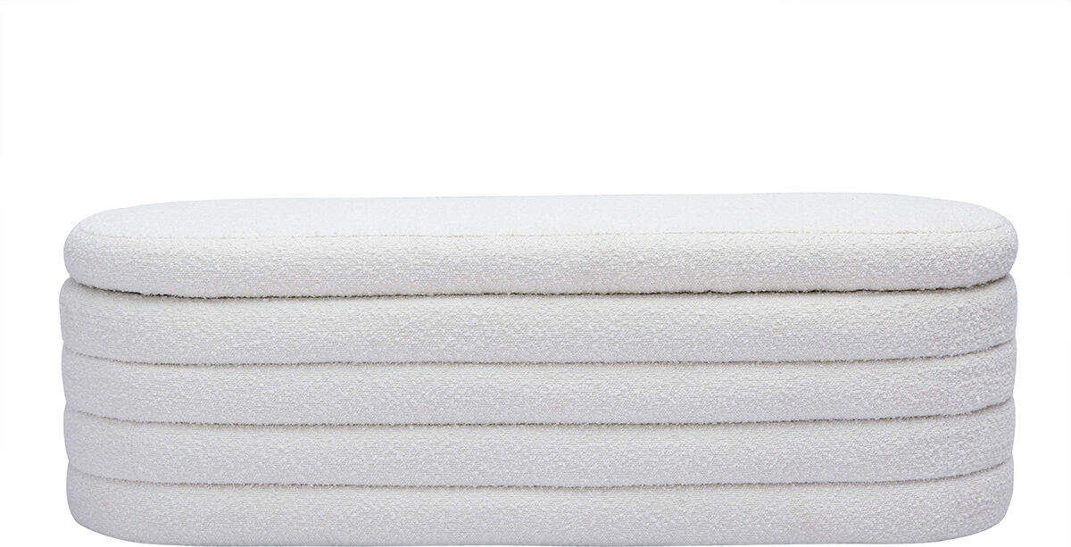 Miliboo Bank mit Stofftruhe in weißem Schlingenwolleffekt L 125 cm NAVY