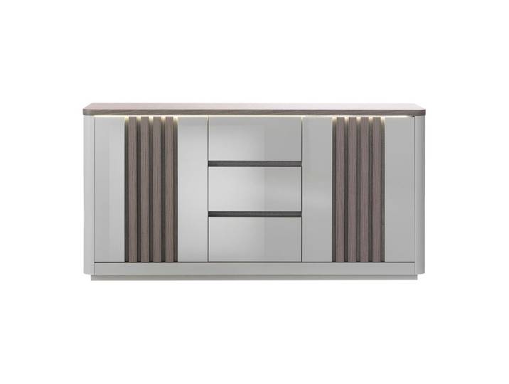 Buffet 2P/3T L. 170 cm PESARO imitation chêne gris et gris