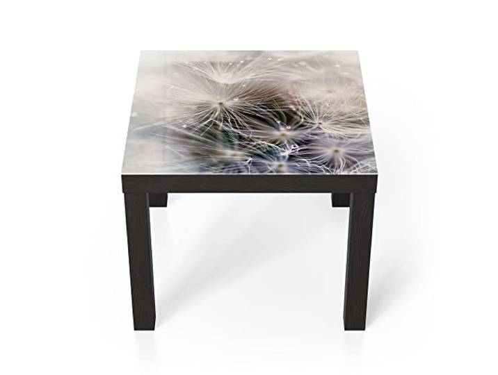 DEQORI Glastisch schwarz klein 55x55 cm Motiv Detailaufnahme Pusteblume ausgefallener Beistelltisch aus Glas Hochglanz Couchtisch fürs Wohnzimmer moderner Couch Tisch mit Design