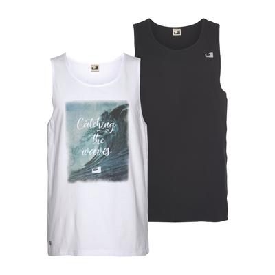 Tanktop OCEAN SPORTSWEAR, Herren, Gr. S (44/46), schwarz-weiß (schwarz, weiß, bedruckt, bedruckt), Single Jersey, Obermaterial: 100% Baumwolle, bedruckt, unifarben, Basic, Rundhals, Tops Tanktop, in Baumwoll -Qualität