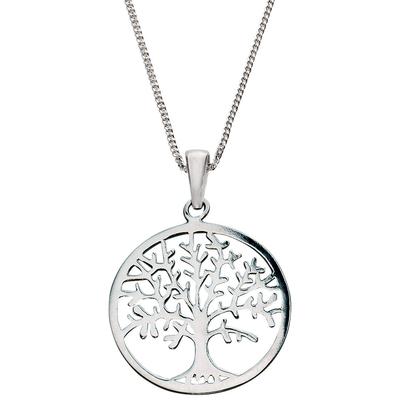 Kette mit Anhänger FIRETTI "Schmuck Geschenk Silber 925 Halsschmuck Halskette Panzerkette Baum", silber (silberfarben), Halsketten, Damen, Silber 925 (Sterlingsilber), L: 45