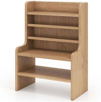 Costway Desktop Organizer 6-Tier Mini Storage Rack with 2 Removable Shelves-Natural