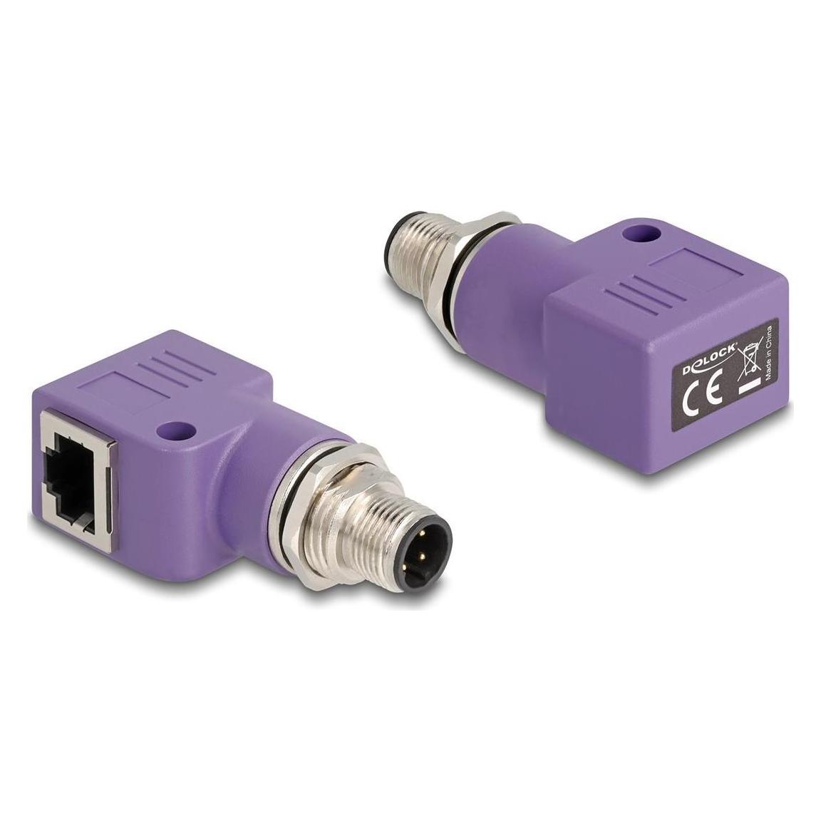 Delock M12 Adapter D-kodiert 4 Pin Stecker zu RJ45 Buchse Ca (Ethernet) (60679)