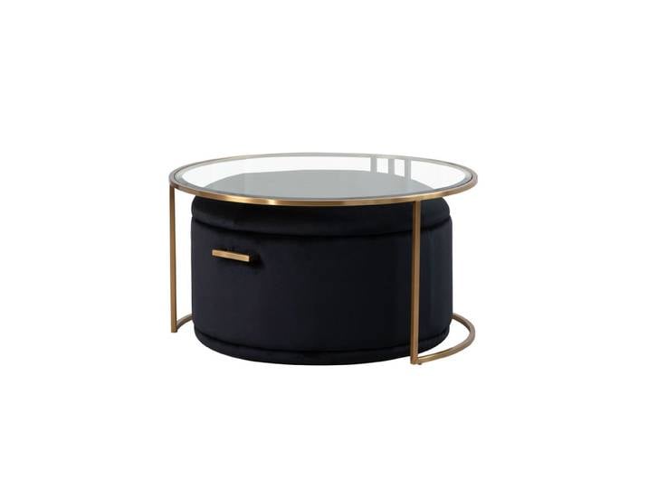 Aria Set - Couchtisch Messing/ Aufbewahrungs-Ottomane Schwarz