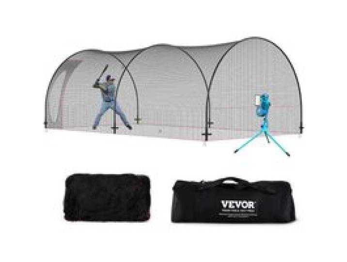 VEVOR Cage de Frappeur 6,7x3,6x2,4 m Filet d'Entraînement de Baseball Softball Poteaux en Fibre de Verre Filet de Lancement Portable avec Sac de Transport pour Lanceur Receveur Extérieur et Intérieur