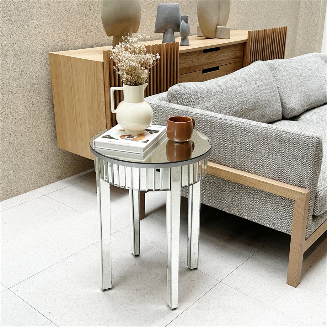 Canora Grey Andu Round Side Table Silver 162.56cm H X 45cm W X 45cm D