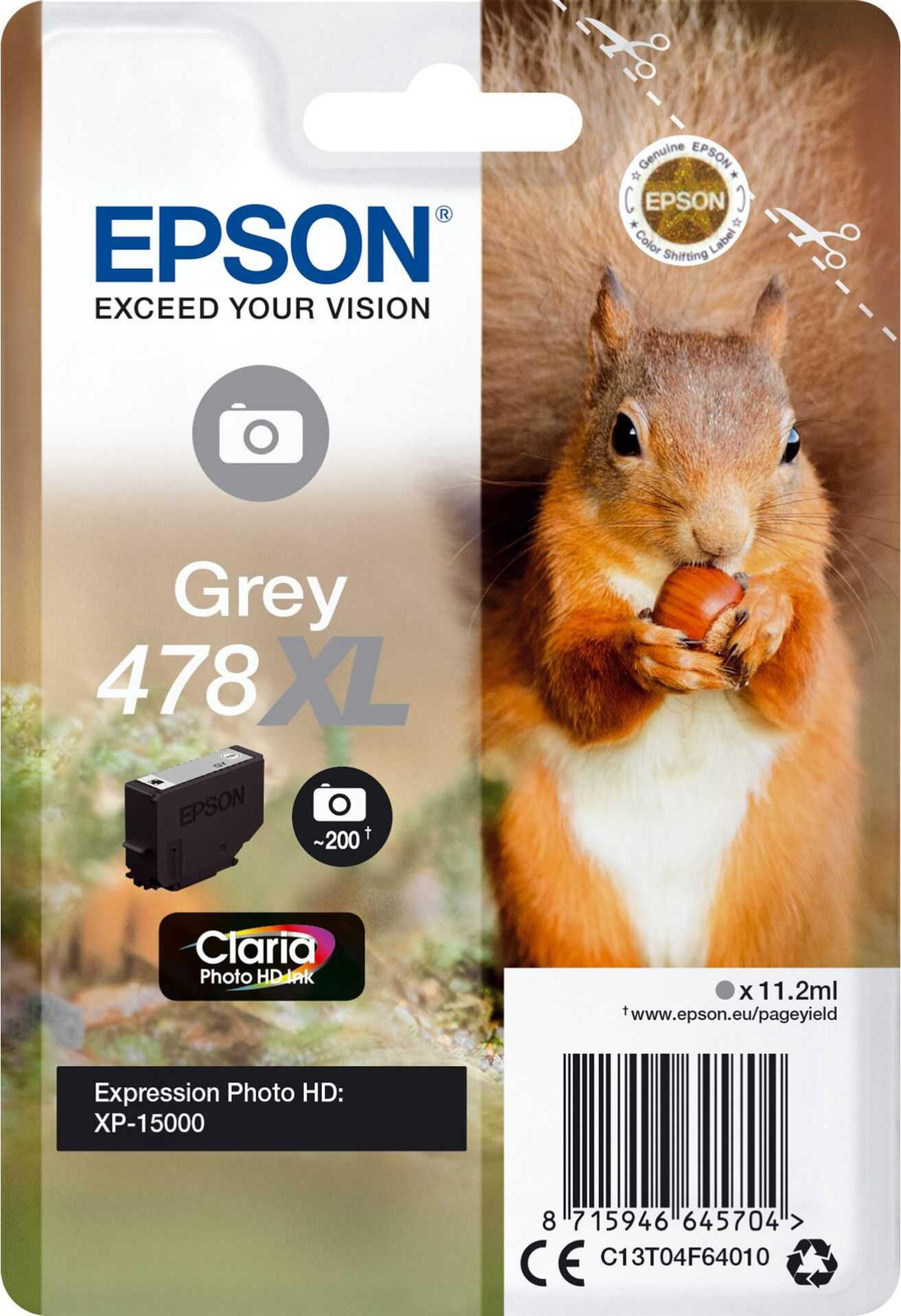 Epson C13T04F64010 Claria Photo HD Inktpatroon 478 XL Grijs