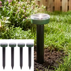 4er-Set Solar-Maulwurfvertreiber-Schreck - Vertreibt Maulwürfe & Wühlmäuse chemiefrei - 400 Hz Schallwellen-Abdeckung 500 m2- IP44 - Ø 6x25,5 cm