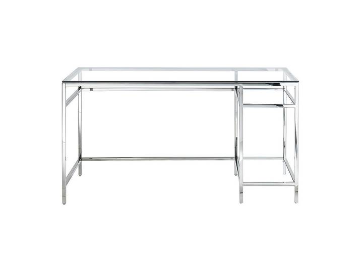 Vente-Unique Schreibtisch - 140 cm x 60 cm - glas - transparent, silberfarben Tizio, Silberfarben, Metall, 2 Fächer, Rechteckig, 60x75x140 cm, Büromöbel, Schreibtische, Schreibtische