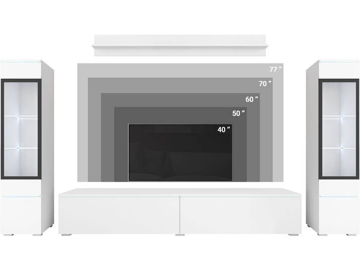 Wohnwand HOME AFFAIRE VERA II , braun (votaneichefarben), B:260cm H:130cm T:33cm, Kastenmöbel-Sets, Wohnwand, Vitrine mit Verglasung, stehend und hängend, inklusive Beleuchtung, Topseller