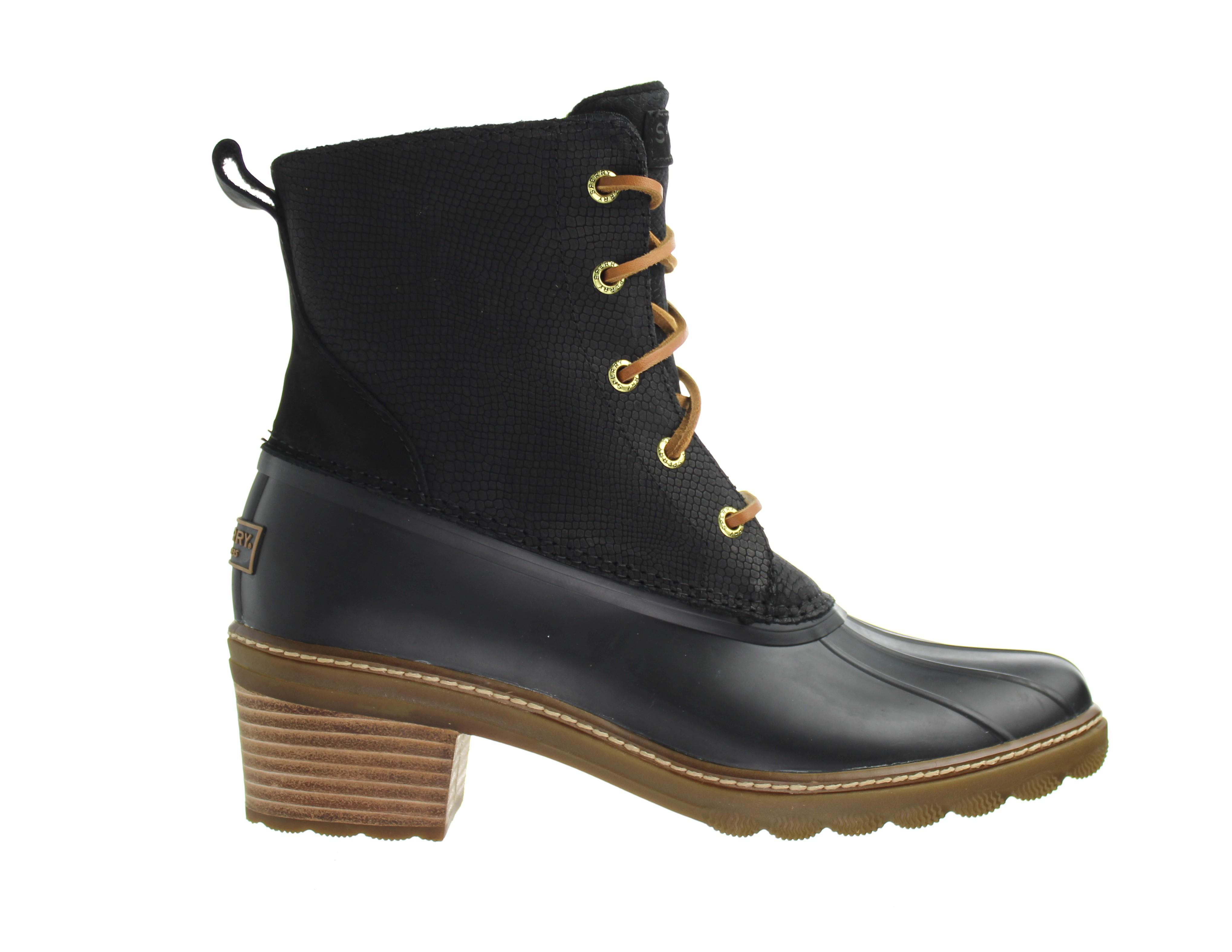 Sperry Salzwasserabsatz Schlange Frauen schwarze Stiefel