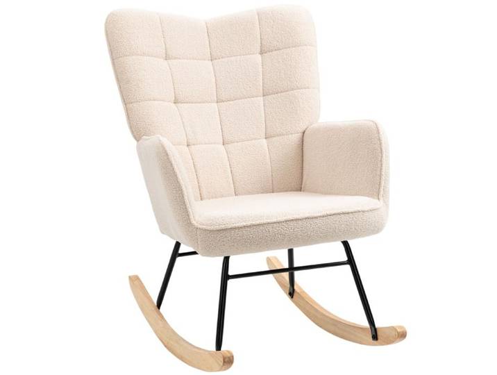 Fauteuil à balançoire Fauteuil vibrant Chaise accent Pour chambre à coucher Beige Fauteuil relax avec berbervlies