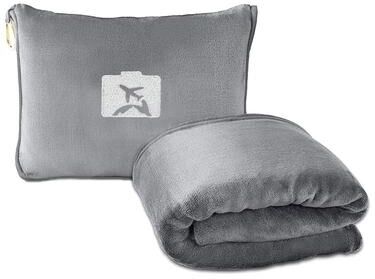 Uplift Picks 2 In 1 Foldable Travel Blanket Soft Flannel Airplane Blanket gray